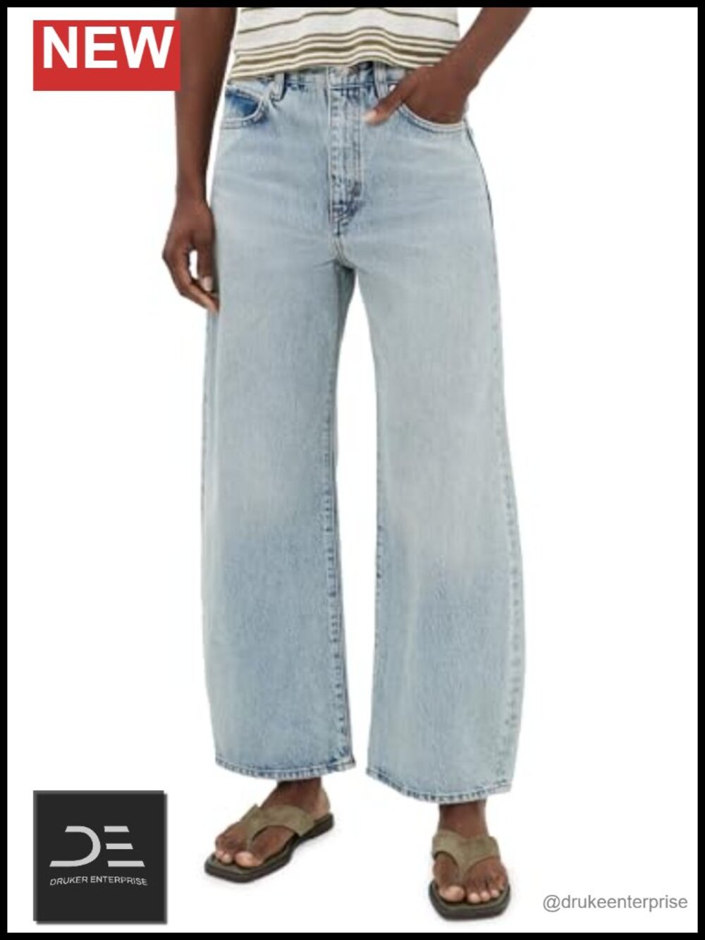 High Rise Cropped Non-Stretch Denim Jeans